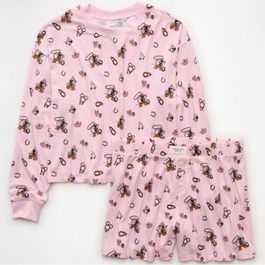 American Eagle mickey & Minnie pajama set western soft graphic pink pj set 🩷